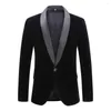 Ternos masculinos Vinho Velvo vermelho Tuxedo Blazer Jaqueta Men Shawl Gollar One Button Blazers Mens Casamento do Groom Partido Costume Homme