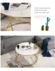 Kerstdecoraties Cy Aangepaste stenen bord salontafel Simple El Modern Small Living Room Apartment Round Iron Marble