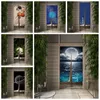 Cortina da porta japonesa Moon Night Partição Porta de cozinha Drapes decorativas Cafe Lzakaya Entrada Noren pendurada meia-cura