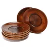 Wood Round Plates Mat Eco-friendly Wooden Teacup Coaster Kitchen Household Hotel Tableware Meal Plate Tea Water Cup Dishes TH0511