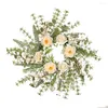 Decorative Flowers 50cm Artificial Tea Bud Floral Garland Simulated Silk White Camellia Wreath For Living Room Bedroom Kitchen