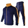 Männer Trainingsanzüge Männer Trainingsanzug Casual Marke Hoodies Sets Zipper Jacke PiecePants Gestreiften Gym Sport Anzug Männlich Hip Hop Streetwear G221010