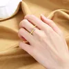 Anéis de casamento chiques minimalistas em forma de epóxi para mulheres promessa anel de ouro rosa metal moda moda jóias de festas de banquete