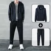 Herrspårsugnar Nya män Tracksuit Casual Set Outfit Sportwear Jogger Sports Sport Jacketpants Tvådeltweatsuit Solid Color Clothing G221010