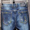 Męskie dżinsy Unikalne modne męskie męskie Stoashed Slim Elaste Youth Casual Denim Spoders Hommes Long Cowboys Pants