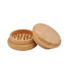 Épice de tabac à cigarette en bois naturel Herb Grinder accessoire de fumée concasseur muller fait à la main 2 pouces 53MM 2 pièces Herb Grinders Vente en gros