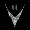 Chains Luxury Long Tassels Bride Jewelry Crystal Necklace Earing Set Zircon Wedding Party Sets For Women Bijoux Gift