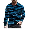 Herren-T-Shirts Herumn Herbst Casual Herren-T-Shirt 3D Tops Dreidimensional O-Neck Longärmelte für Männer übergroße Camiseta Streetwear