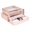 Watch Boxes Special Case For Women Female Girl Friend Wrist Watches Box Storage Collect Pink Pu Leather