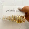 Hoop Earrings 1Set Fashion For Women Vintage Pearl Butterfly Big Circle Piercings Jewelry Female Trendy Drop