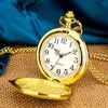 Pocket Watches Luxury Gold Mönster Oregelbundet Pentagon Pendant Watch Men's Quartz Halsband Royal Clock Souvenir Presents