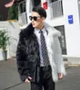 Men Coat Thanksgiving Gift Winter Outdoor Warmte Faux Fox Fur Coats Korte Jasje Leisure Fashion Casual Street Lange mouwen Contrast Kleurstiksel Jackets S-3XL