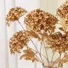 Dekoratif Çiçekler Altın Yapay Bitkiler Hidrangea Ginkgo Yaprak Plastik Noel dekorasyon ev düğün çiçek aranjman