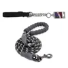 Dog Collars Gear Martingale Adjustable Choke-Style Collar Black & 5 Ft Strong Leash Comfortable Padded Handle