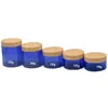 Verpackung: Leere Plastikflasche, klares und mattiertes blaues Glas, falsche Holz-Kunststoffabdeckung, nachfüllbar, kosmetischer tragbarer Verpackungsbehälter, 100 g, 120 g, 150 g, 200 g, 250 g