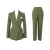 Women's Suits Blazers Women's Spring Fashion Casual Blazer Set Doublebreasted Slim Jacket Pencil Pant 2 Piece Set Lady Work Pantsuit Female Outfit 221008