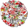 Julklistermärken 50st Vinyl Waterproof Holiday Party Sticker för datorbagage Stationery gratulationskort Presenttaggar fönster jul