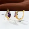 Brincos de argola Vintage Marquise Cristal Roxo Ouro Rosa Geométrico Para Mulheres Jóias para Banquete de Noivado de Casamento