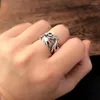 Cluster Rings Real Silver Personalized Hollow Dragon Open Ring Men Women S925 Sterling Thai Retro Trendy Jewerly