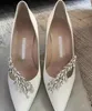 Sandales pour femmes élégantes en cuir tissu à paillettes pointues décoration d'oreille en métal mode chaussures de bateau à talons hauts mariage fête professionnelle