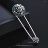 Broches LEEKER délicat bleu gris fleurs trombone Grade Zircon broche pour femmes rétro broches bijoux accessoires cadeau LK3