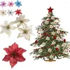 Dekorative Blumen 5 Stück Gold Silber 13 cm großer Seidenblütenkopf künstlich für DIY Weihnachtsbaum Jahr Heimdekoration Adornos De Navidad