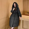 Women's Down Winter Warm Thicken Women's Long Jacket Fashion Loose Type Puffer Female Parkas With Hooded Plus Size Overcoat Oversize