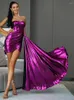 Sukienki swobodne Lovelemonade seksowna fioletowa tuba Top duży streamer elastyczny materiał odblaskowy