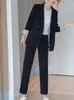 Women's Suits Blazers Women's Spring Summer Trousers Suit Office Ladies Elegant Casual Blazer Pantsuit Two Pieces Set Female Fashion Business Clothes 221008