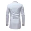 Chemises décontractées pour hommes Chemise ethnique à manches longues à col montant pour hommes pour hommes à 4 boutons pour vêtements de plein air quotidiens
