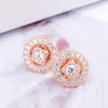 Rose Gold Vintage Circle Stud Küpe 925 Ayar Gümüş Düğün Takısı Kadınlar Kızlar için Pandora CZ elmas Nişan hediyeleri için Orijinal Kutu Seti ile Küpe