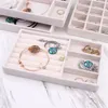 Storage Boxes Bins Velvet Jewelry Tray DIY Handicraft Accessoriess Torage Ring Earring Necklace Finished Product Display Box Grey Beige Organizer 221008