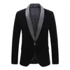 Ternos masculinos Vinho Velvo vermelho Tuxedo Blazer Jaqueta Men Shawl Gollar One Button Blazers Mens Casamento do Groom Partido Costume Homme