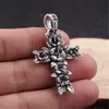 925 Sterling Silver Pendant Halsband Flower Cross Antique Vintage Gothic Punk Hip-Hop Handmased Designer Luxury Fine Jewelry Accessories Gifts