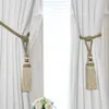 Postes de cortina 4 Uds. Tieback de cortina con borlas de poliéster, borlas colgantes hechas a mano, soporte para cortinas con flecos, hebilla, decoración de cuerda, accesorios de habitación 221008