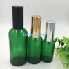 Garrafas de pulverização de perfume de vidro verde reabastecido 20ml 30ml 50ml 100ml com pulverizador de alumínio