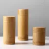 زجاجات تخزين الخيزران الجرار الحاويات الخشبية صبع صغير مصنوعة يدويا للتوابل الشاي القهوة السكر