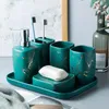 Badaccessoire set marmeren keramiek badkamer 5 stks zeepdispenser/tandenborstelhouder/tumbler/zeepschotelbladen decoratie accessoires