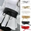 Ceintures Simple Wild Pu Leather ceinture pour femmes Lady Lace Up Up Wide Slim Body Waistbands CORSET TIE BOW HIGH TAILLE STRAP CUMMERBUND