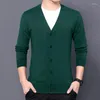 Herrtr￶jor m￤n stickad kofta 2022 Spring Autumn Men's Long Sleeve Single-Breasted Solid Sweater Coat Jacket
