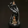 Fragrance Lamps Ceramic Buddha Hand Coil Smoke Backflow Incense Burner Holder 10 Cones