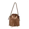 Evening Bags PU Leather Women's Shoulder Bag Fashion Fringe Handbag Small Bucket Crossbody