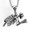 Pendentif Colliers Granny Chic Mode En Acier Inoxydable Étreignant Squelette Crâne Boîte Collier Lien Chaîne Pour Hommes Bijoux