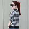 Vestes Femmes Casual Plaid Baseball Veste Femmes Vintage Mince Chaquetas Mujer 2022 Printemps Recadrée Vestes Nouveau Noir Blanc Cardigan À Fermeture Éclair T221008