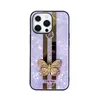 Butterfly Love Diamond Ring Bracket Case di telefonia mobile Bling per iPhone 14 13 12 11 Pro Max cellulare Cover