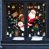 Adesivos de janela desenho animado natal para exibição removível Santa cláusula de neve decoração decalque adesivo de pvc ano de vidro mural