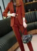 Kvinnors kostymer blazers mode eleganta arbetskläder kvinnor två stycken sätter kontor smal vintage affärsbyxor passar femme casual formell blazer pantsuits 221008