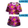 Women's T Shirts Nes Colorful Flowers Rose Two Piece Set Chrysanthemum Sunflower Women Sexy Shorts Lovely T-shirt Beautiful Girls Sport