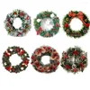 Flores decorativas Christmas Wreath Xmas Door Garlands Decoração artificial de pinhas artificiais para pingentes de Naviidad no ano em casa