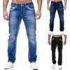 Męskie dżinsy proste dżinsy Mężczyźni umyte No Hole Jean wiosna letnia chłopak dżinsy streetwear luźne kazeki designerskie długie dżinsowe spodnie 221008